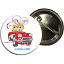 Badge de mariage just married